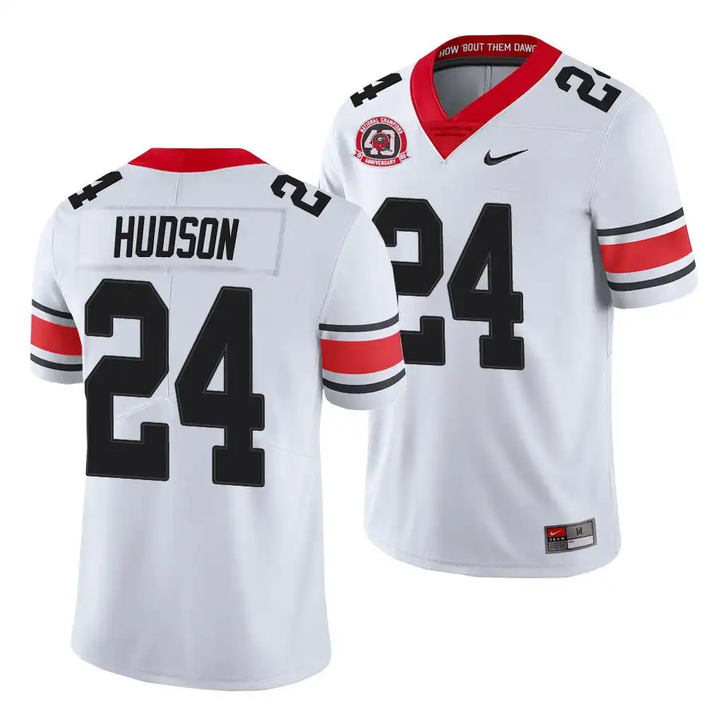 Men's Georgia Bulldogs #24 Prather Hudson White Alternate College 40th Anniversary Football Jersey 2410FNJQ5