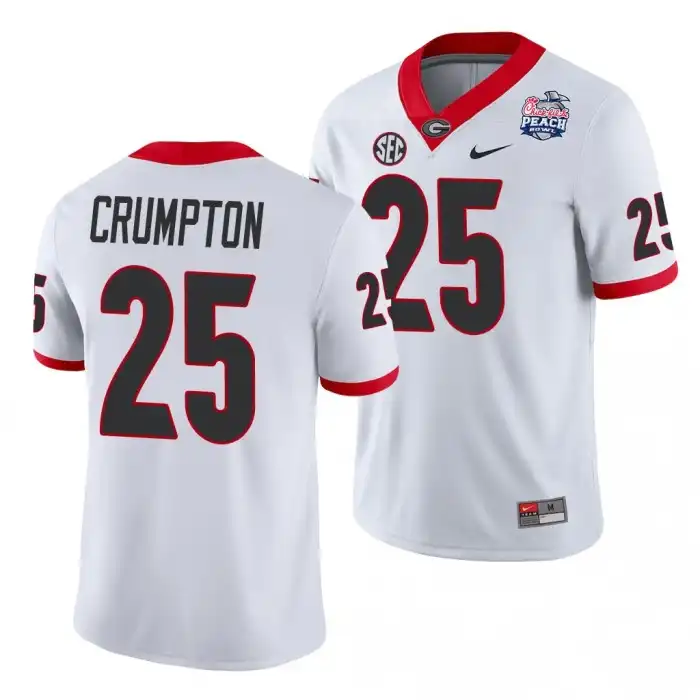 Men's Georgia Bulldogs #25 Ahkil Crumpton 2021 Peach Bowl College White Football Jersey 2410QAQN8