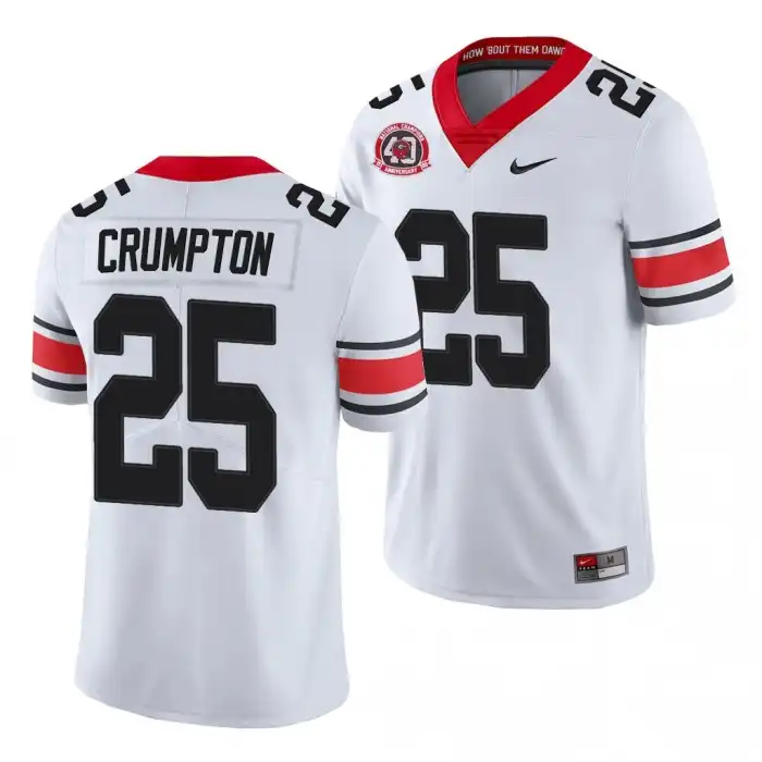 Men's Georgia Bulldogs #25 Ahkil Crumpton 40th Anniversary White College Alternate Football Jersey 2410UBNL8