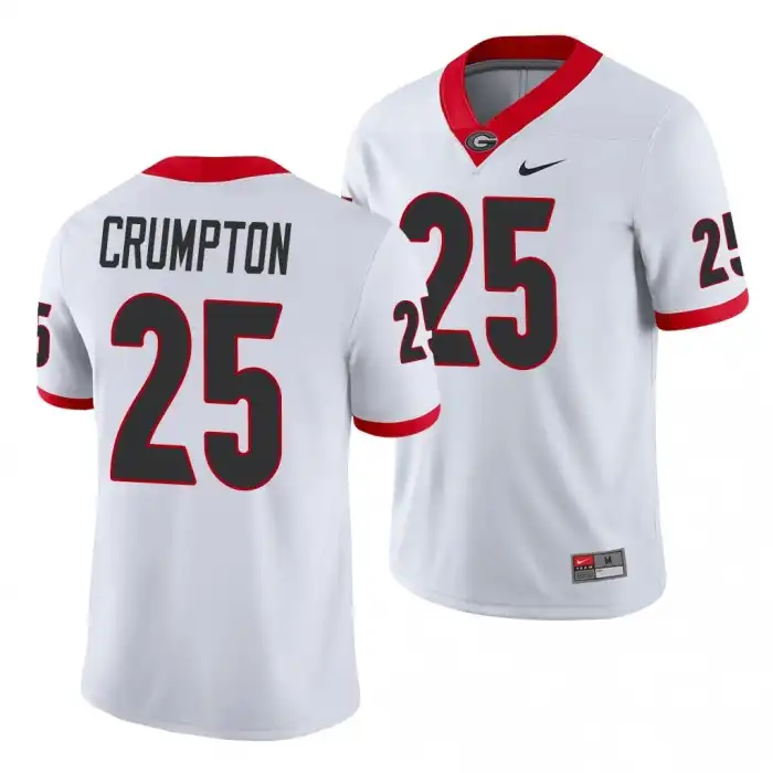 Men's Georgia Bulldogs #25 Ahkil Crumpton Game College White Football Jersey 2410SNPN3