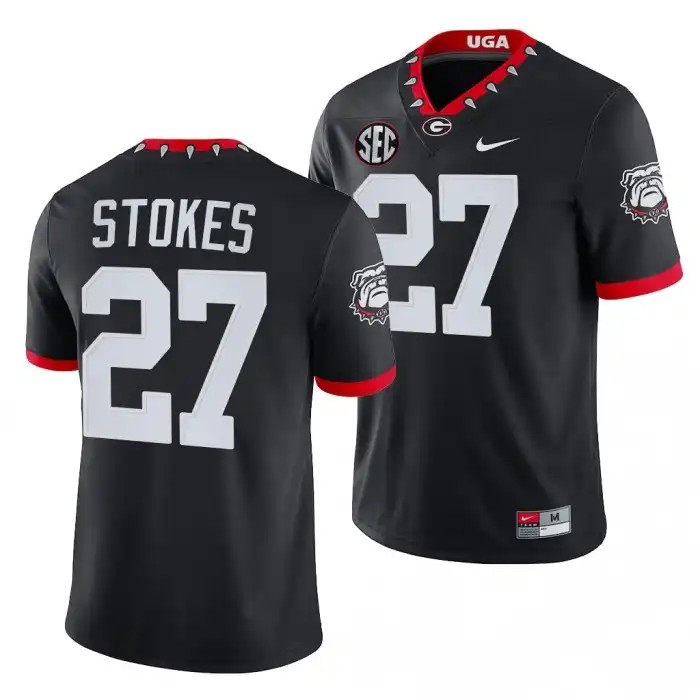 Men's Georgia Bulldogs #27 Eric Stokes Mascot NFL Black College 100th Anniversary Alumni Football Jersey 2410ILQZ1