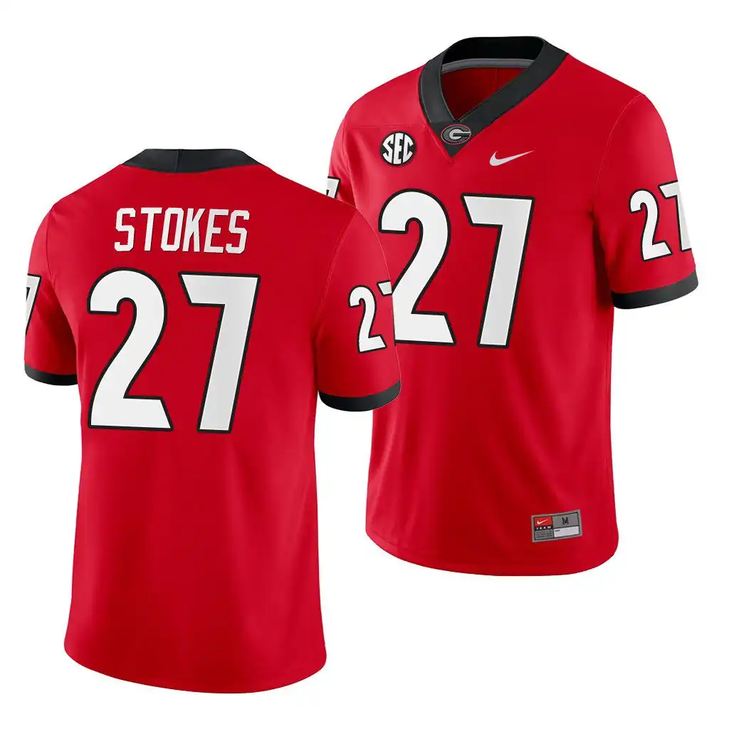 Men's Georgia Bulldogs #27 Eric Stokes Red Game College Home Football Jersey 2410XSGI0