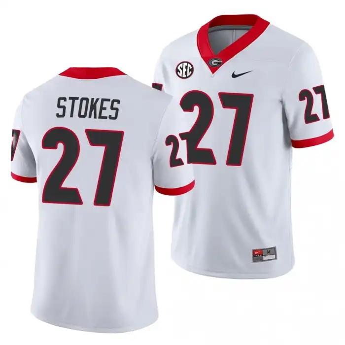 Men's Georgia Bulldogs #27 Eric Stokes White Game College Away Football Jersey 2410LBVT3