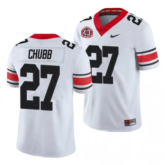 Men's Georgia Bulldogs #27 Nick Chubb 40th Anniversary White College Alternate Football Jersey 2410YKDF2