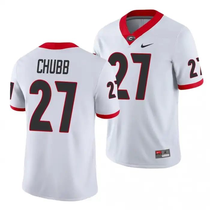 Men's Georgia Bulldogs #27 Nick Chubb Game College White Football Jersey 2410DCMF7