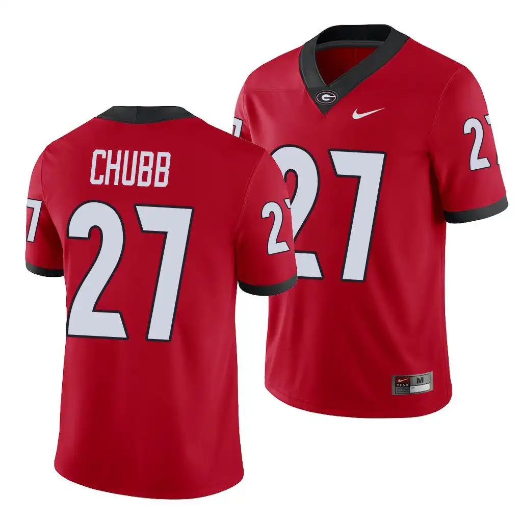 Men's Georgia Bulldogs #27 Nick Chubb Red Player College Alumni Football Jersey 2410GLON2