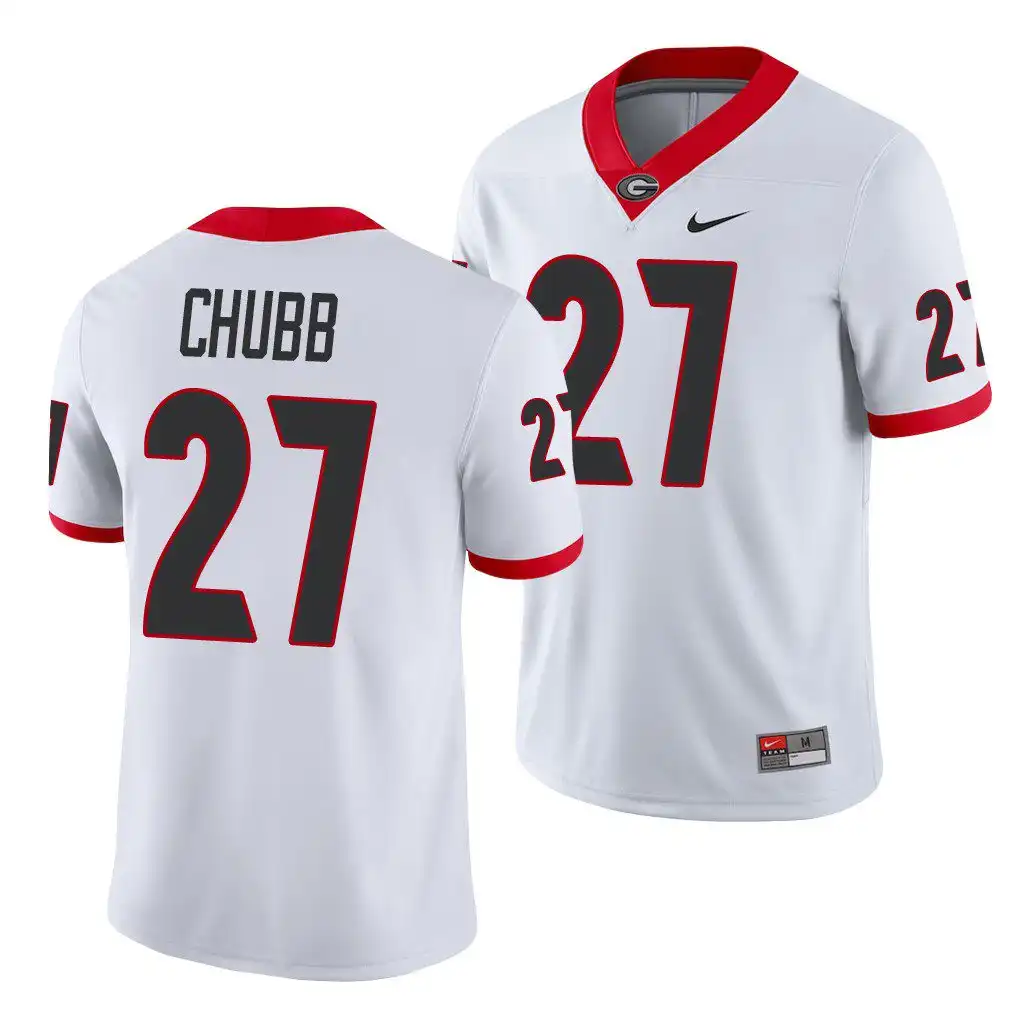 Men's Georgia Bulldogs #27 Nick Chubb White College Game Football Jersey 2410IDMJ0