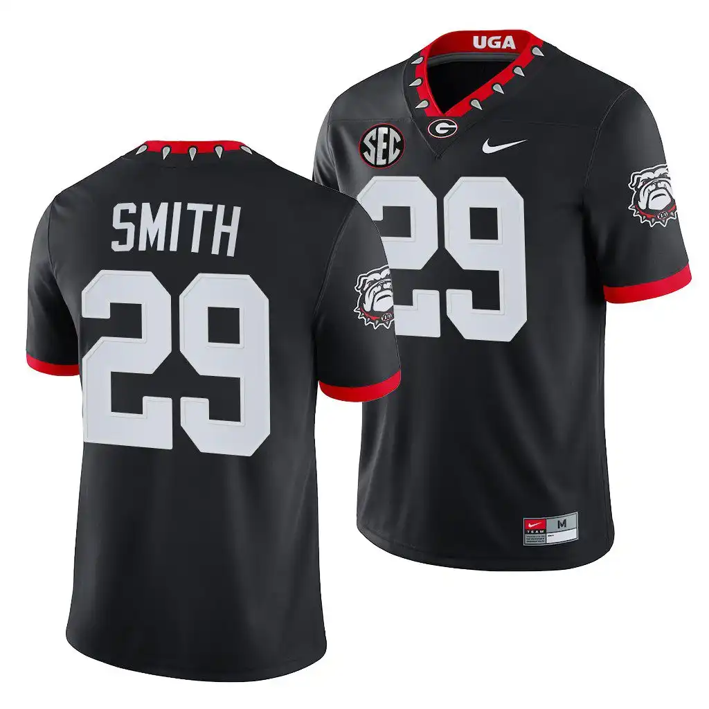 Men's Georgia Bulldogs #29 Christopher Smith Black Mascot Game College 2021-22 100th Anniversary Football Jersey 2410WWUR0