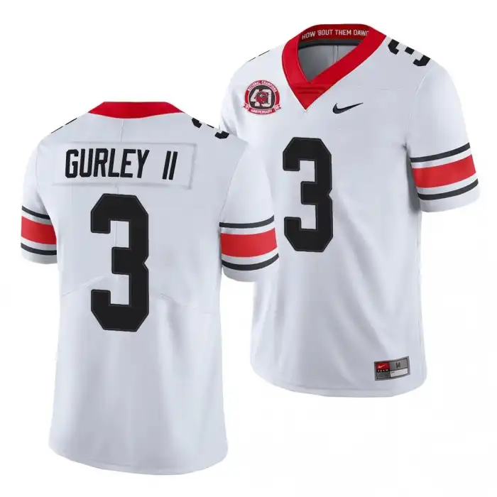 Men's Georgia Bulldogs #3 Todd Gurley II 40th Anniversary White College Alternate Football Jersey 2410AWDD4