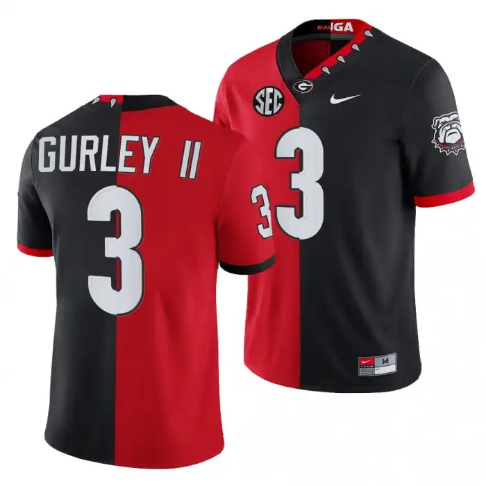 Men's Georgia Bulldogs #3 Todd Gurley II Split Edition NFL Red College 100th Season Alumni Black Football Jersey 2410MHDL0