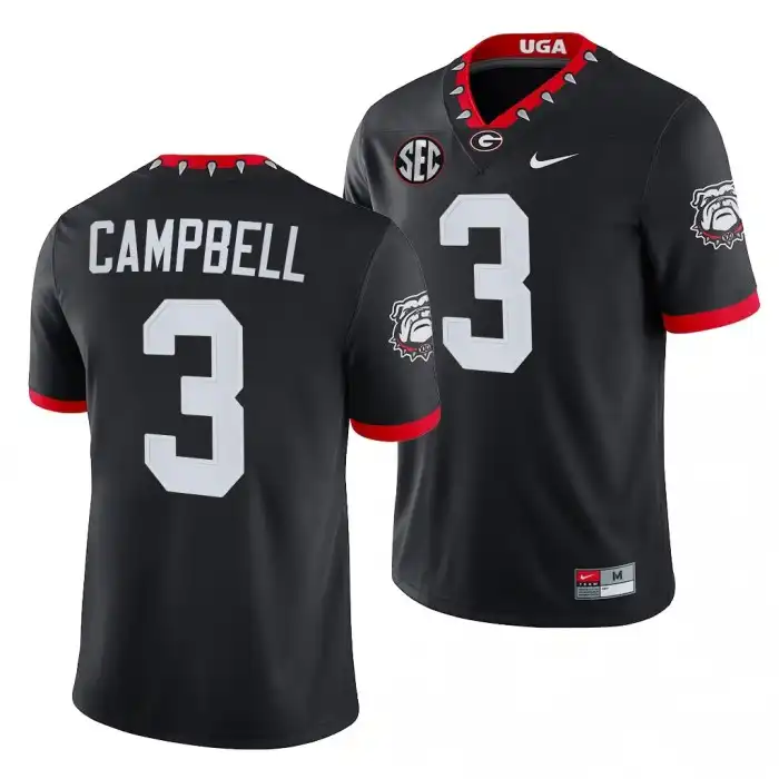 Men's Georgia Bulldogs #3 Tyson Campbell Mascot NFL Black College 100th Anniversary Alumni Football Jersey 2410MSYM8