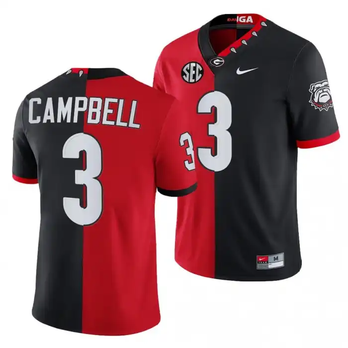 Men's Georgia Bulldogs #3 Tyson Campbell Split Edition NFL Red College 100th Season Alumni Black Football Jersey 2410EZWJ4