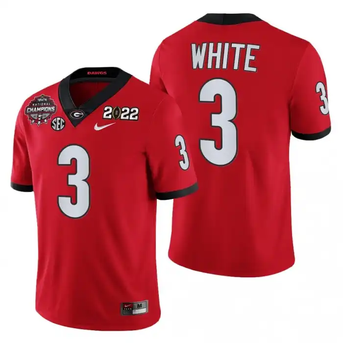 Men's Georgia Bulldogs #3 Zamir White 2021-22 National Champions College CFP Red Football Jersey 2410ERUH0