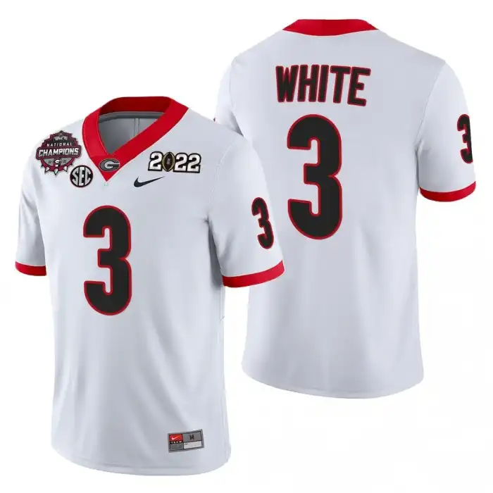 Men's Georgia Bulldogs #3 Zamir White 2021-22 National Champions College CFP White Football Jersey 2410NKAF7