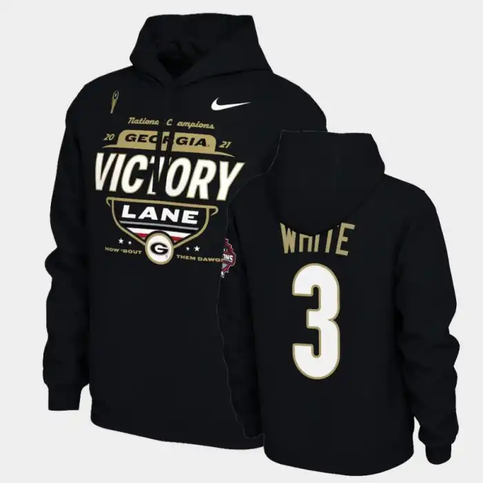 Men's Georgia Bulldogs #3 Zamir White 2021 National Champions Black College Locker Room Football Hoodie 2410WOKZ8