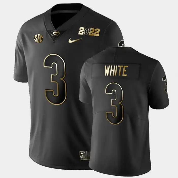 Men's Georgia Bulldogs #3 Zamir White 2021 National Champions College Golden Black Football Jersey 2410MIAZ5