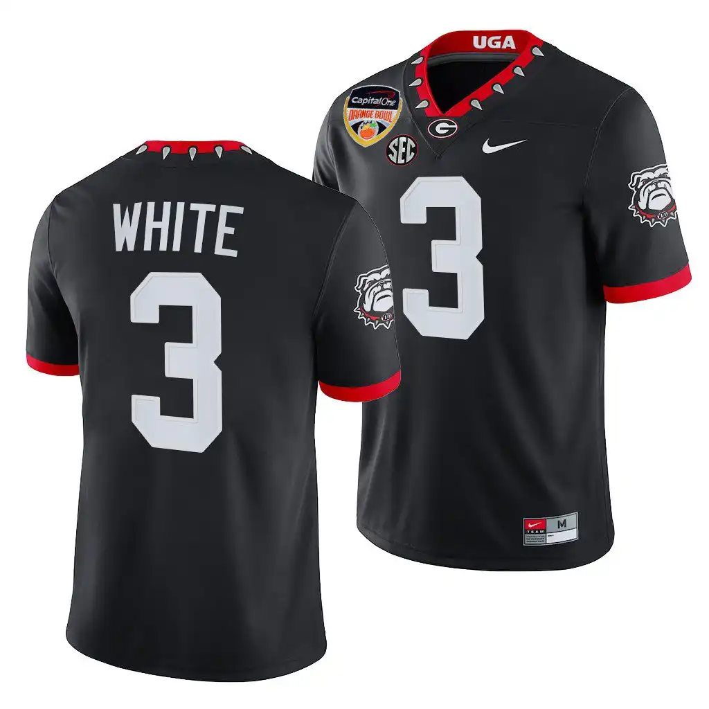 Men's Georgia Bulldogs #3 Zamir White 2021 Orange Bowl Playoff 3 College Black Football Jersey 2410HLTG3