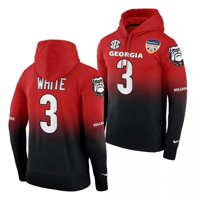 Men's Georgia Bulldogs #3 Zamir White 2021 Orange Bowl Red College Black Color Crash Football Hoodie 2410MQPW1