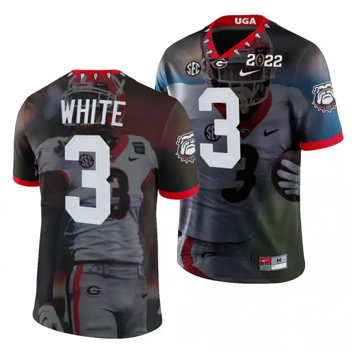 Men's Georgia Bulldogs #3 Zamir White 2022 National Champions Decisive Highlights College hip Black Football Jersey 2410UACO7