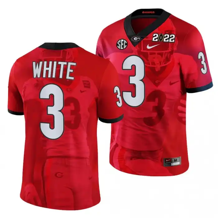 Men's Georgia Bulldogs #3 Zamir White 2022 National Champions Decisive Highlights College hip Red Football Jersey 2410WIGF8