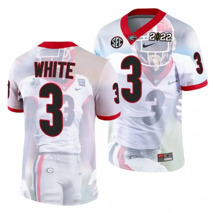 Men's Georgia Bulldogs #3 Zamir White 2022 National Champions Decisive Highlights College hip White Football Jersey 2410RXSJ4