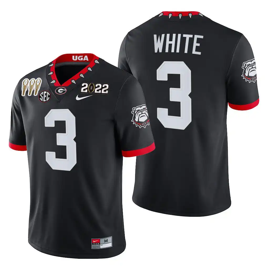 Men's Georgia Bulldogs #3 Zamir White 3-Times National Champions Alternate College CFP Black Football Jersey 2410HMDX5