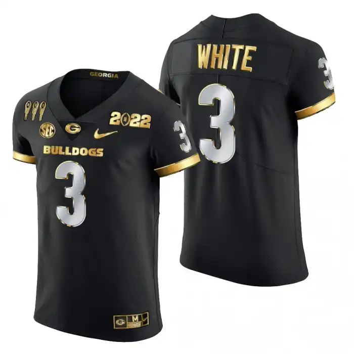 Men's Georgia Bulldogs #3 Zamir White Black CFP College 3X National Champions Football Jersey 2410DEHS0