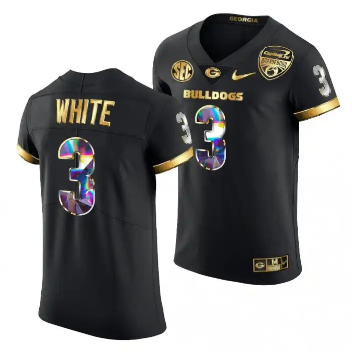 Men's Georgia Bulldogs #3 Zamir White Black Golden Diamond Edition College 2021 Orange Bowl Football Jersey 2410TORP5