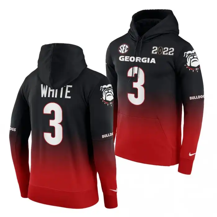 Men's Georgia Bulldogs #3 Zamir White Playoff Black College 2021 National Champions Red Football Hoodie 2410ERMQ5