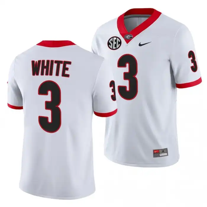 Men's Georgia Bulldogs #3 Zamir White White College Football Jersey 2410NOQZ6