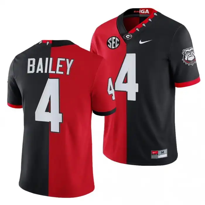 Men's Georgia Bulldogs #4 Champ Bailey Split Edition NFL Red College 100th Season Alumni Black Football Jersey 2410EAKG1