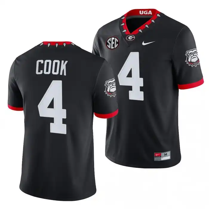 Men's Georgia Bulldogs #4 James Cook 2021-22 100th Anniversary Black College Mascot Game Football Jersey 2410CDIP8