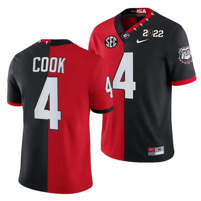 Men's Georgia Bulldogs #4 James Cook 2022 National Champions Split Edition College hip Black Football Jersey 2410KEGZ5