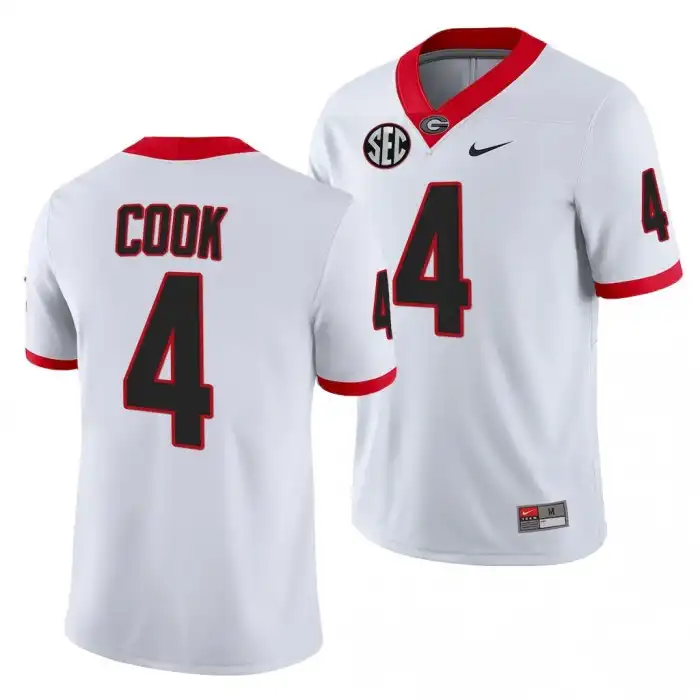 Men's Georgia Bulldogs #4 James Cook White College Football Jersey 2410GOYQ8