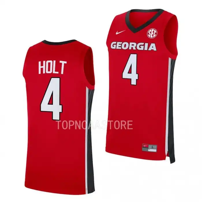 Men's Georgia Bulldogs #4 Jusaun Holt Red 2022-23 College Replica Away Basketball Jersey 2410AKCS8