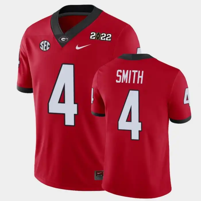 Men's Georgia Bulldogs #4 Nolan Smith 2021 National Champions Red College Game Football Jersey 2410QGZM1