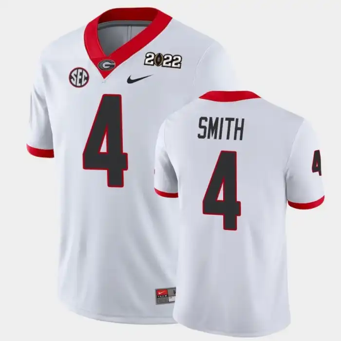 Men's Georgia Bulldogs #4 Nolan Smith 2021 National Champions White College Game Football Jersey 2410KFTF2