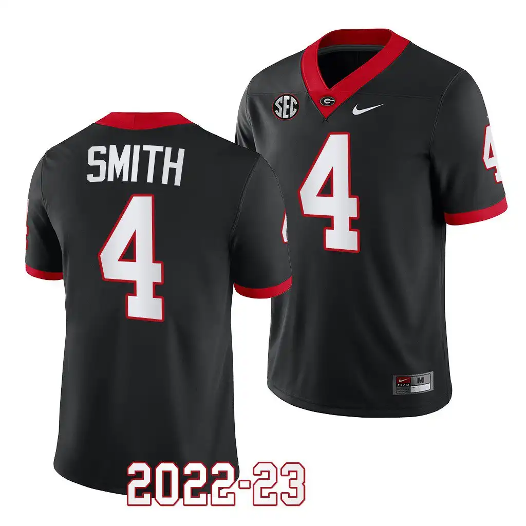 Men's Georgia Bulldogs #4 Nolan Smith 2022-23 Alternate College Black Football Jersey 2410RGKZ3