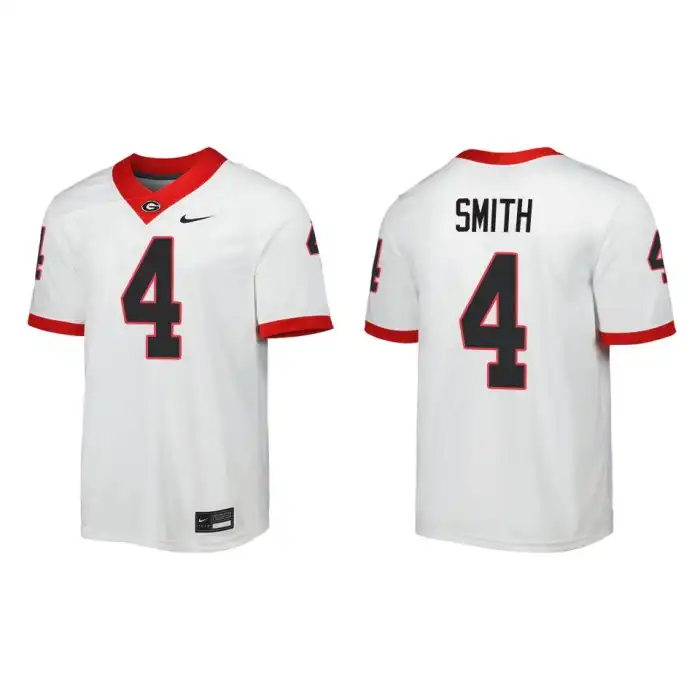 Men's Georgia Bulldogs #4 Nolan Smith Away White College Game Football Jersey 2410CATL6