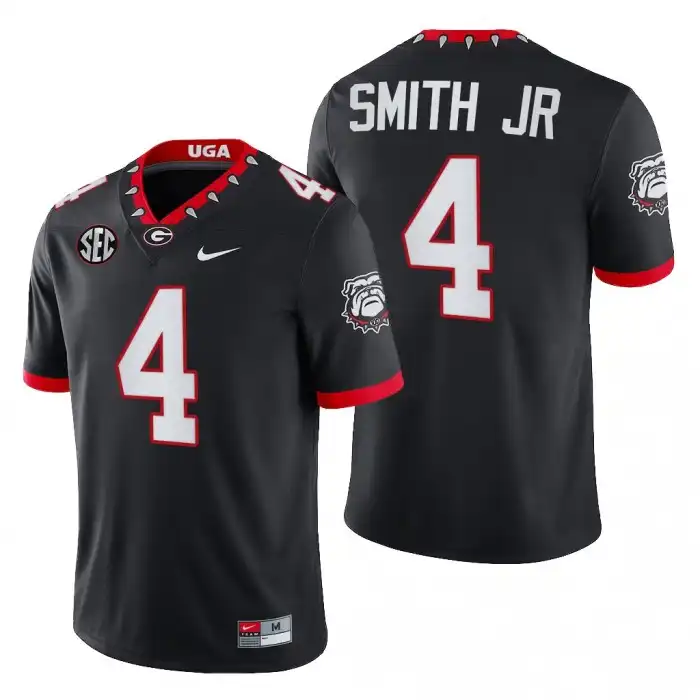 Men's Georgia Bulldogs #4 Nolan Smith Block Number Font 2022 Chick-fil-A College Black Football Jersey 2410BAFO1