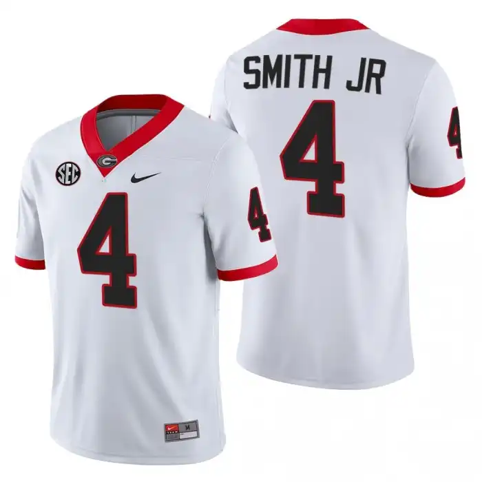 Men's Georgia Bulldogs #4 Nolan Smith Block Number Font 2022 College White Football Jersey 2410WCOW8