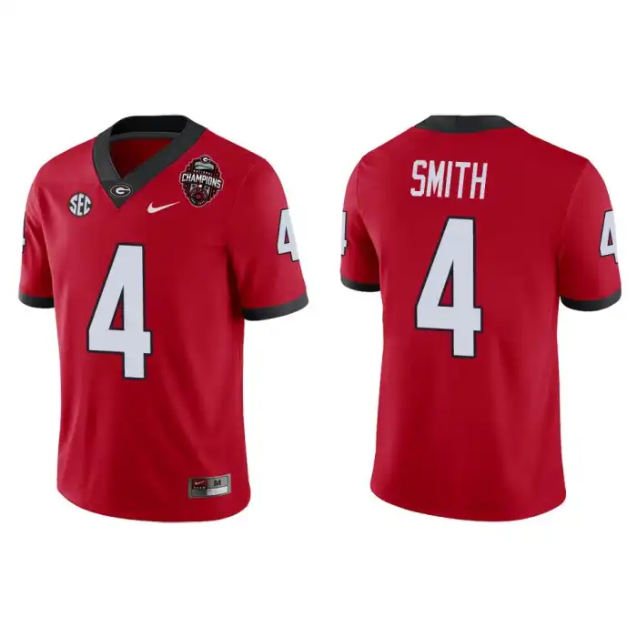 Men's Georgia Bulldogs #4 Nolan Smith Playoff Game College 2022 National Champions Red Football Jersey 2410HQKB4