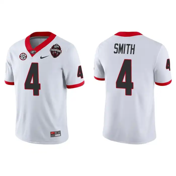 Men's Georgia Bulldogs #4 Nolan Smith Playoff Game College 2022 National Champions White Football Jersey 2410KHNM4