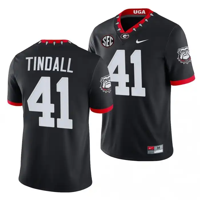 Men's Georgia Bulldogs #41 Channing Tindall 2021-22 100th Anniversary Black College Mascot Game Football Jersey 2410NBYE2