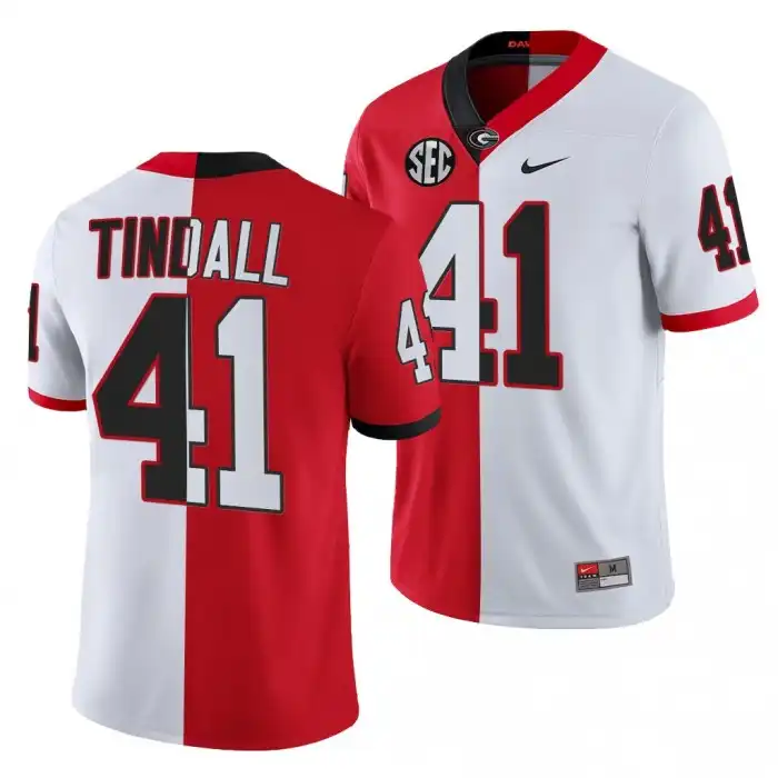 Men's Georgia Bulldogs #41 Channing Tindall 2021-22 Red College Split Edition White Football Jersey 2410VRHH1