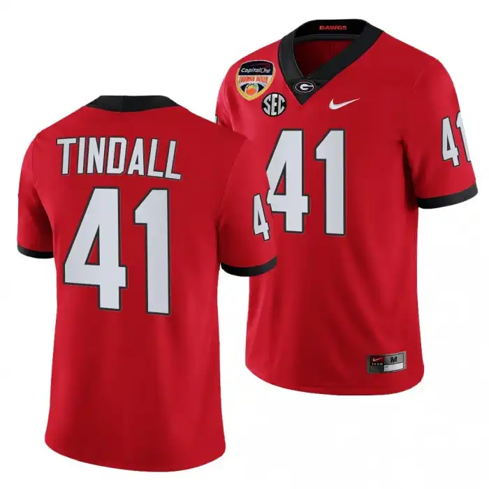 Men's Georgia Bulldogs #41 Channing Tindall 2021 Orange Bowl Playoff College Red Football Jersey 2410INDZ3