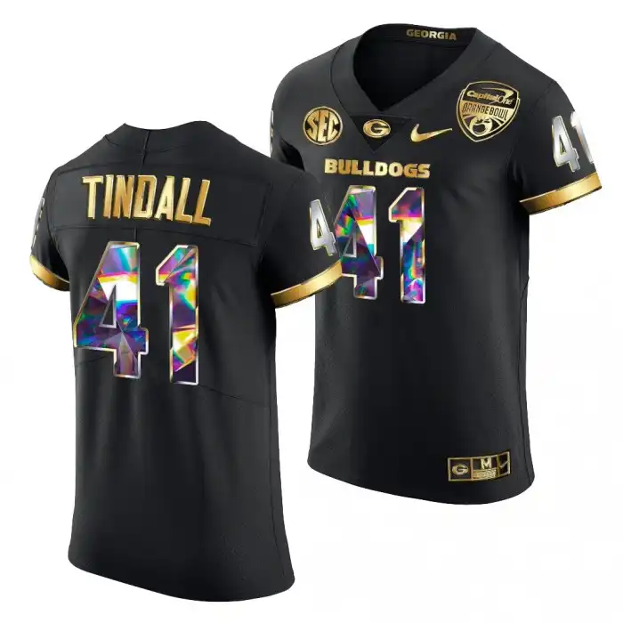 Men's Georgia Bulldogs #41 Channing Tindall Black Golden Diamond Edition College 2021 Orange Bowl Football Jersey 2410NJXW3