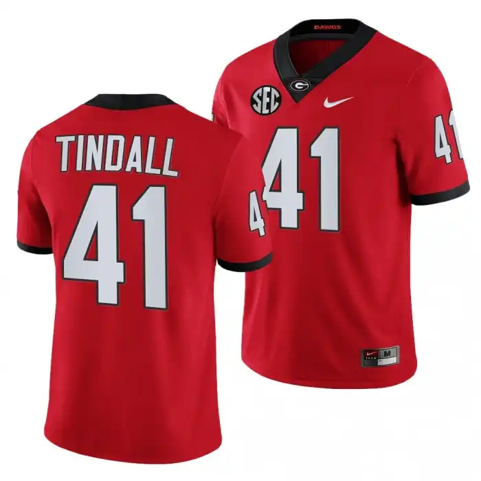 Men's Georgia Bulldogs #41 Channing Tindall Red College Football Jersey 2410HZVB1