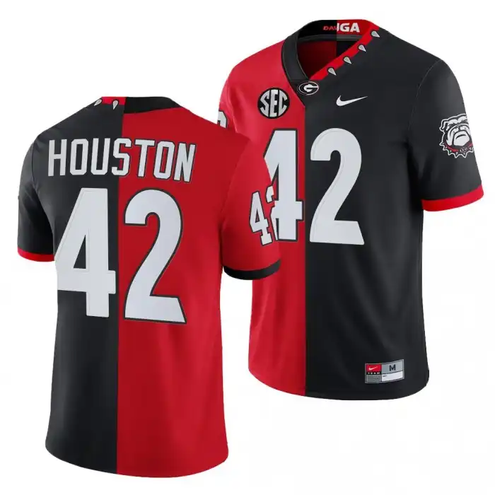 Men's Georgia Bulldogs #42 Justin Houston Split Edition NFL Red College 100th Season Alumni Black Football Jersey 2410AMGE5