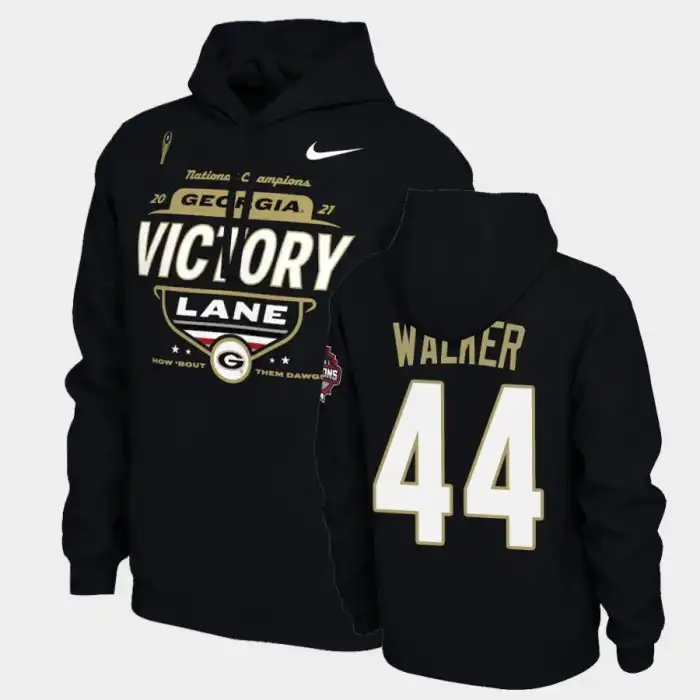 Men's Georgia Bulldogs #44 Travon Walker 2021 National Champions College Black Football Hoodie 2410AQXB3